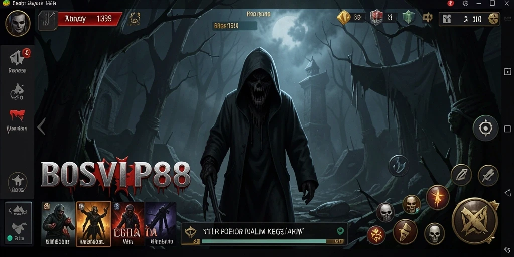 Gameplay seram dari BOSVIP88 saat menjelajahi kegelapan.