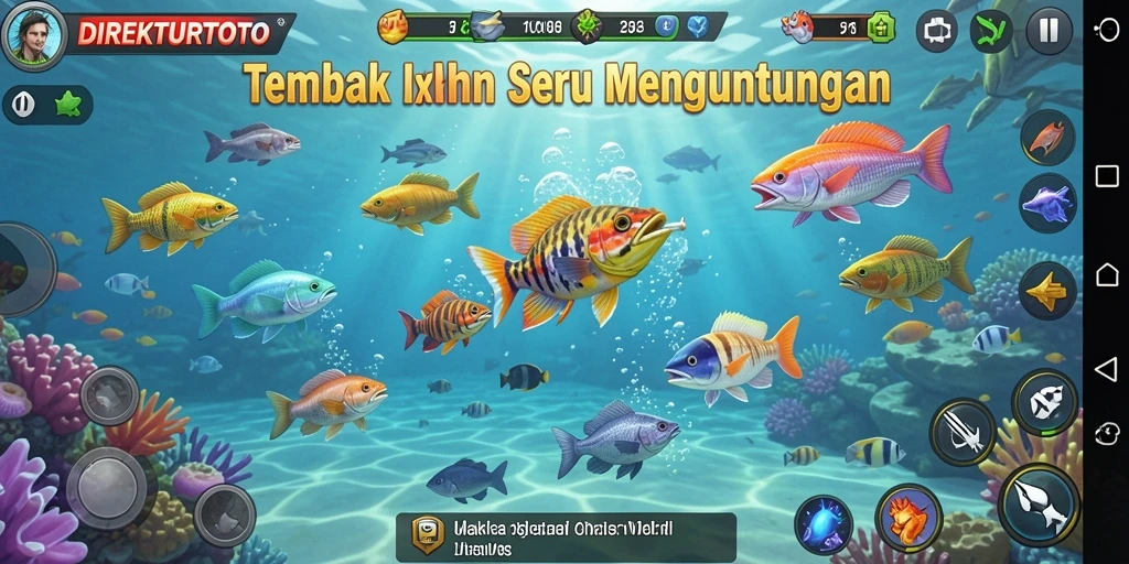 Tangkapan layar gameplay menampilkan aksi seru menembak ikan di DIREKTURTOTO.