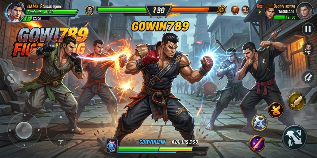 Screenshot GOWIN789 menampilkan pertarungan epik dengan grafis yang menawan.
