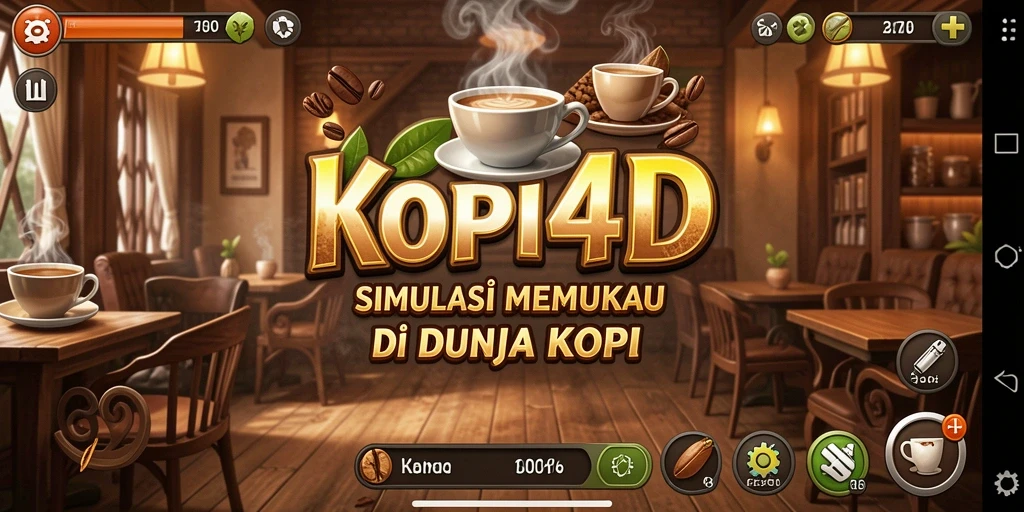 Tampilan gameplay menarik dalam KOPI4D dengan pengelolaan kedai kopi.