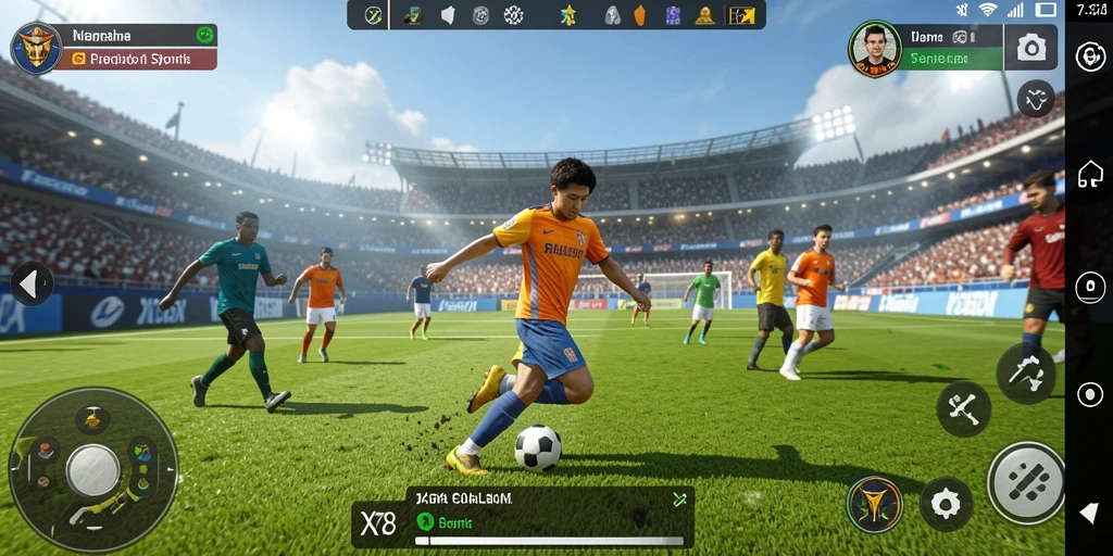Gameplay X78 menampilkan momen aksi olahraga yang mendebarkan.